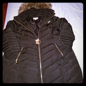 Michael Kors Plus Size Faux Fur Belted Puffer Coat